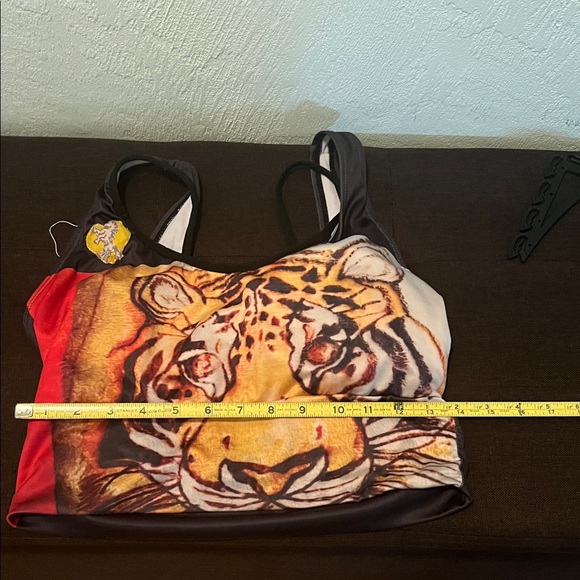 # 0649 ** Women Thee Golden Tiger Sport Bra Black/ Orange - Picture 3 of 8